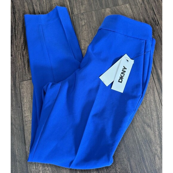 DKNY Women's Elasticated-Back Slim-Leg Ankle Pants Royal Blue Size 2 - Picture 6 of 10